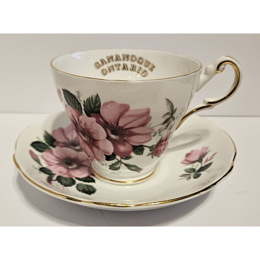 Regency English Bone China Teacup and Saucer Pink Roses